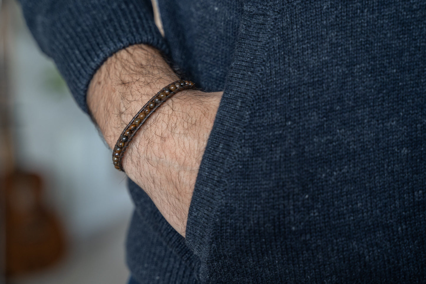 Bracelet wrap • Cuir & Fer de tigre