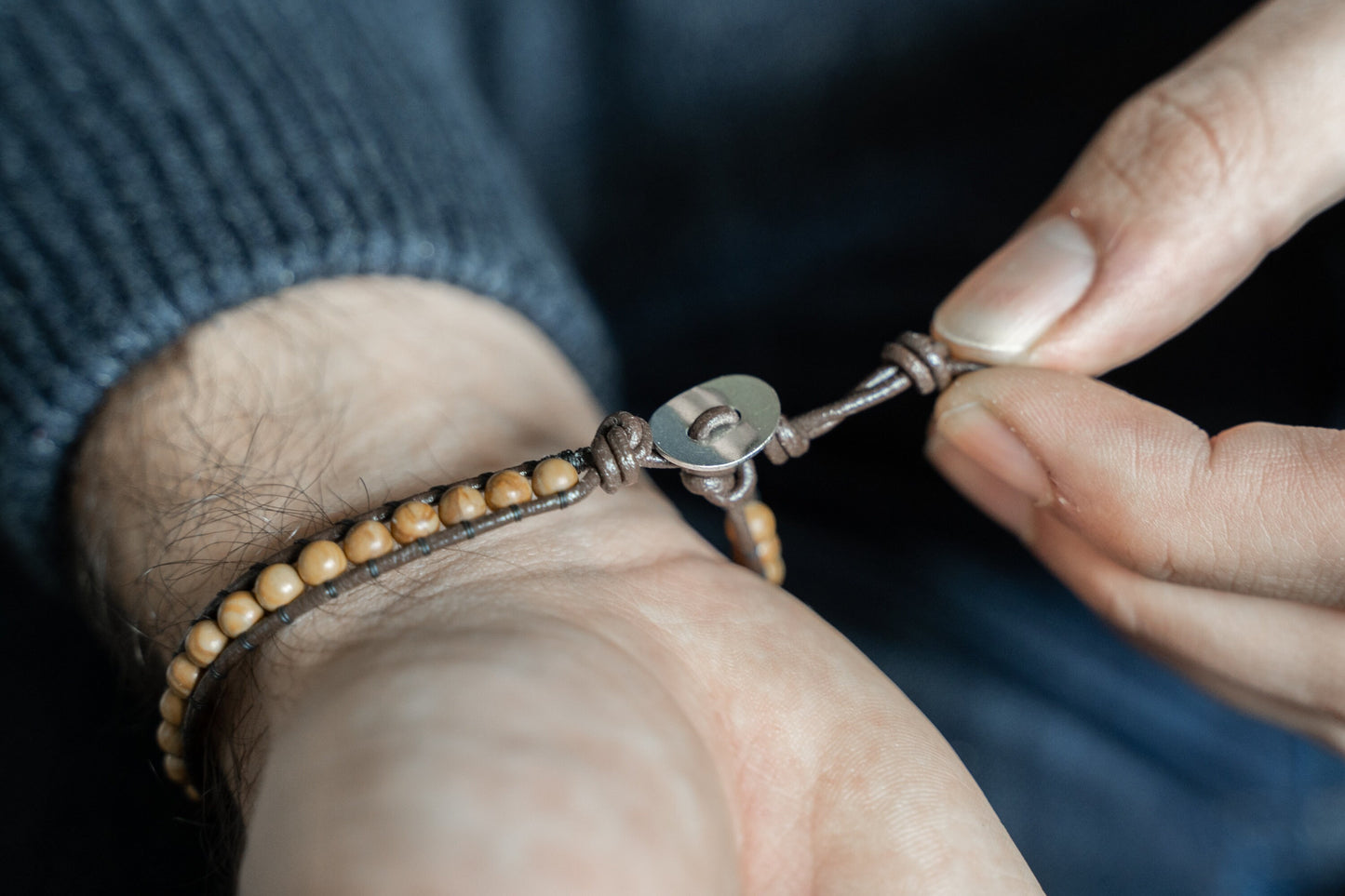 Bracelet wrap • Cuir & Woodlace Stone