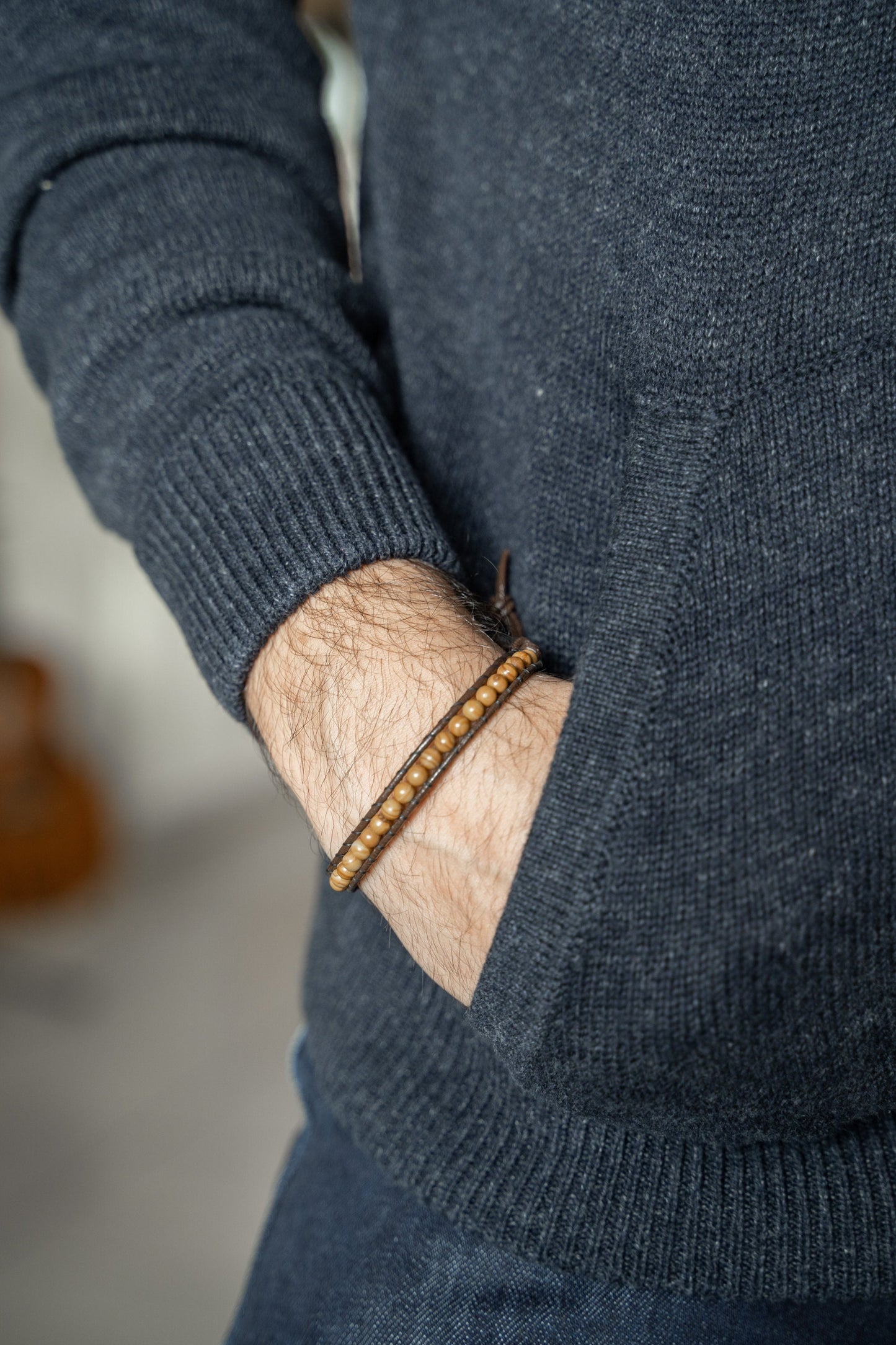 Bracelet wrap • Cuir & Woodlace Stone