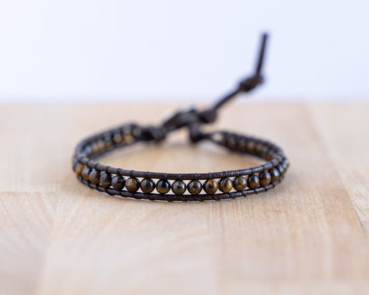 Bracelet wrap • Cuir & Fer de tigre