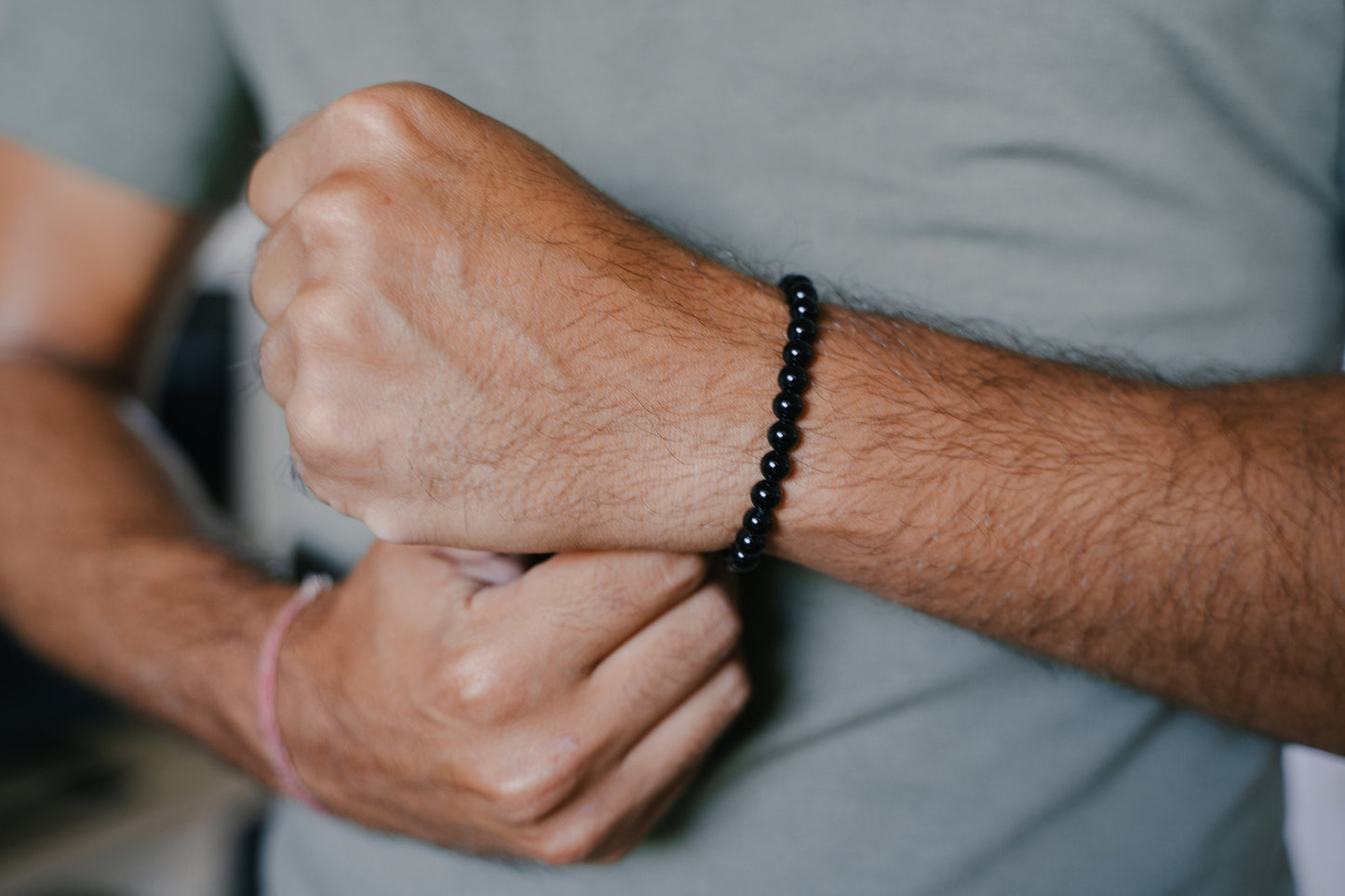 Bracelet 6mm • Agate noire & Hematite