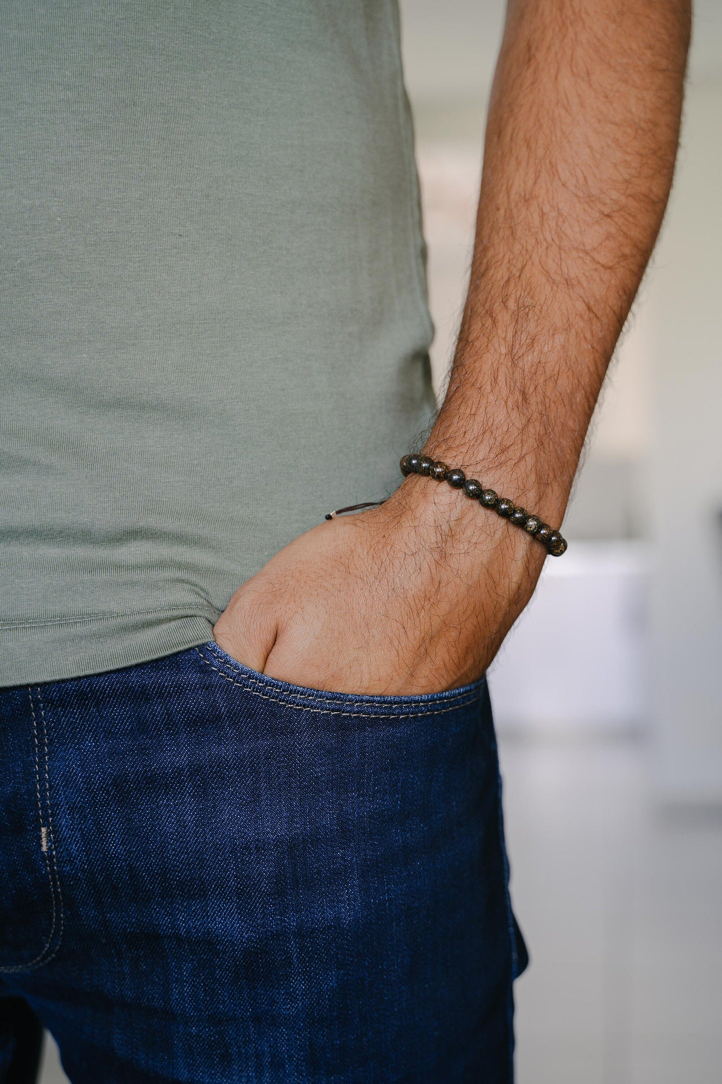 Bracelet 6mm • Bronzite & Hematite