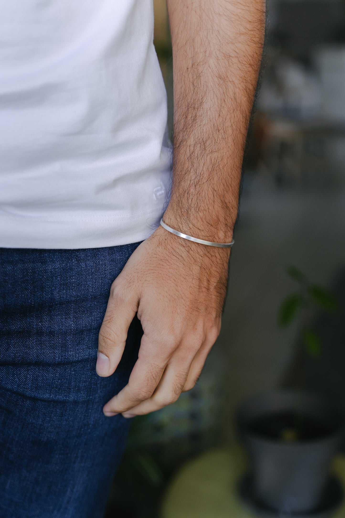 Bracelet en argent 925 • 3mm • Finition brossée matte