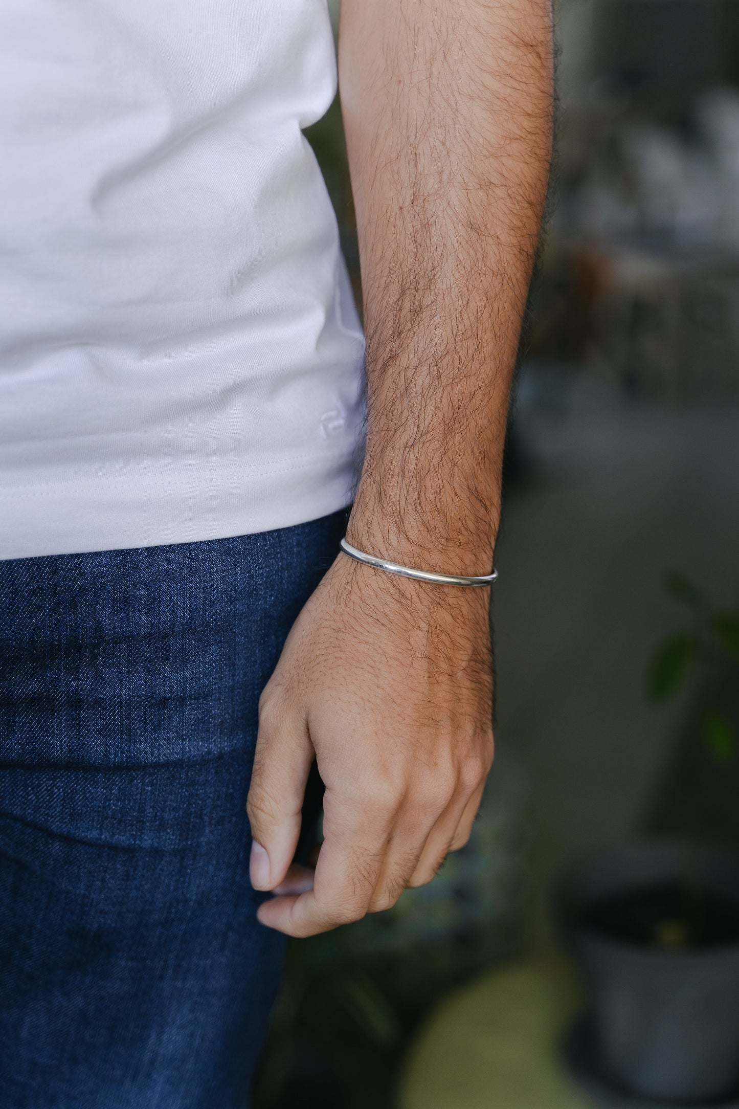 Bracelet argent 925 • Demi-jonc 4mm • Finition brillante